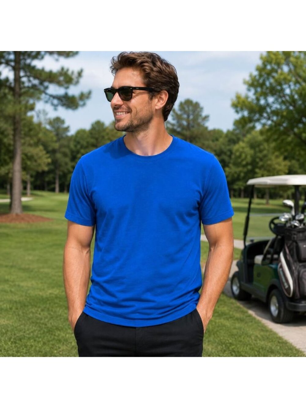 Merino Wool Blend Men’s T-Shirt Large Blue